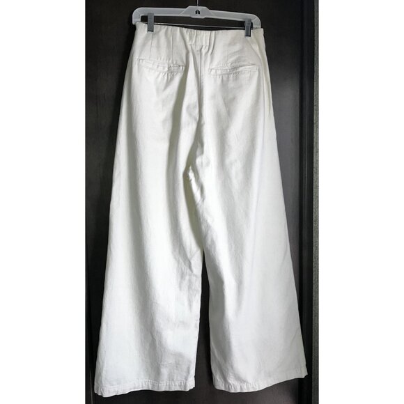 THE GREAT - The Sculpted Trouser Natural Hemp High Rise Wide Leg Cream Size 29 - Picture 3 of 11